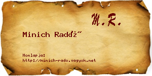 Minich Radó névjegykártya